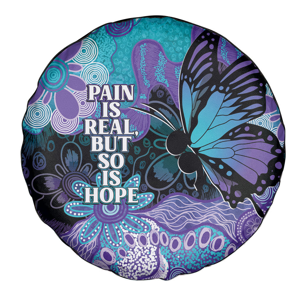 Australia Indigenous Teal Purple Contemporary Aboriginal Art Spare Tire Cover Hope Is Real