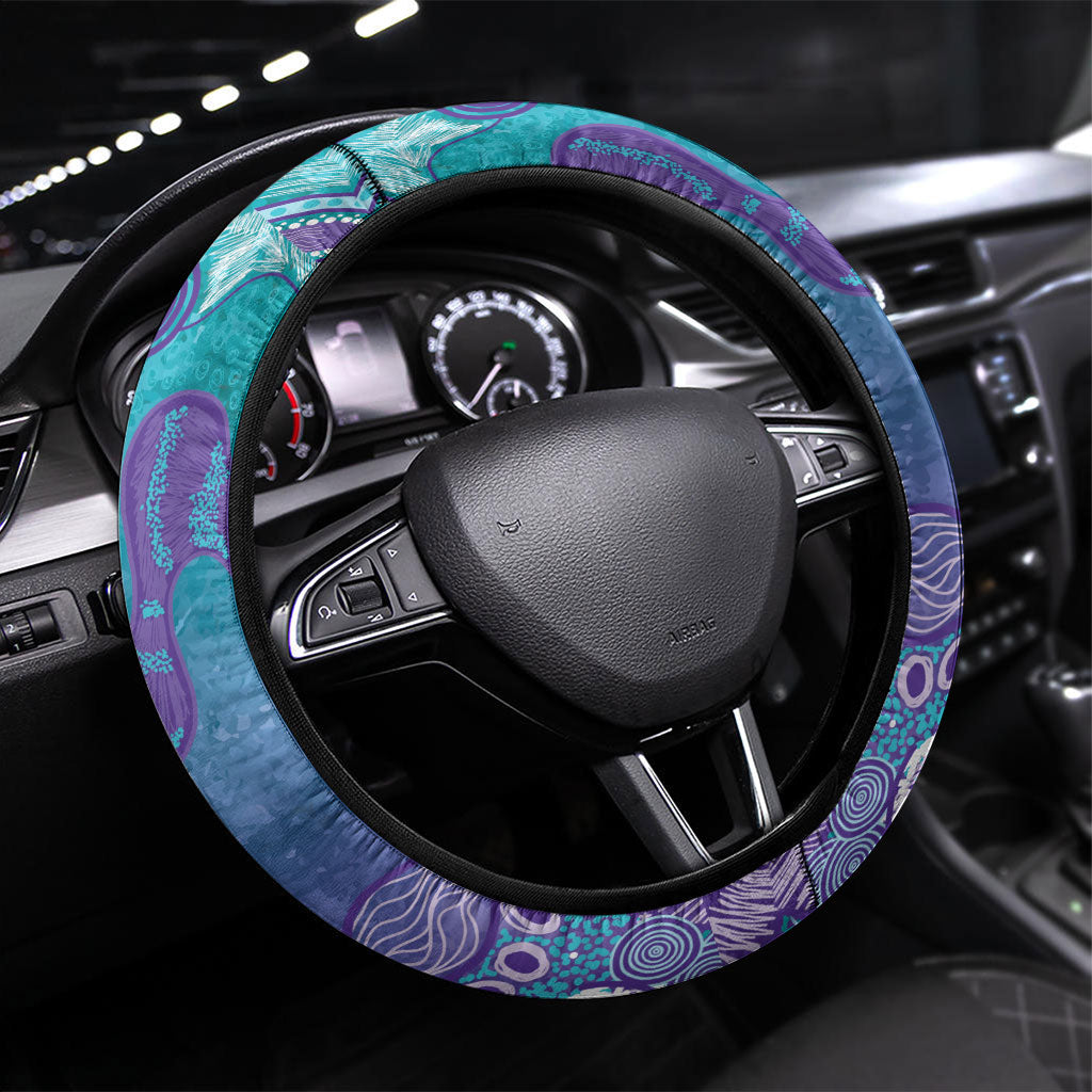 Australia Indigenous Teal Purple Contemporary Aboriginal Art Steering Wheel Cover Hope Is Real