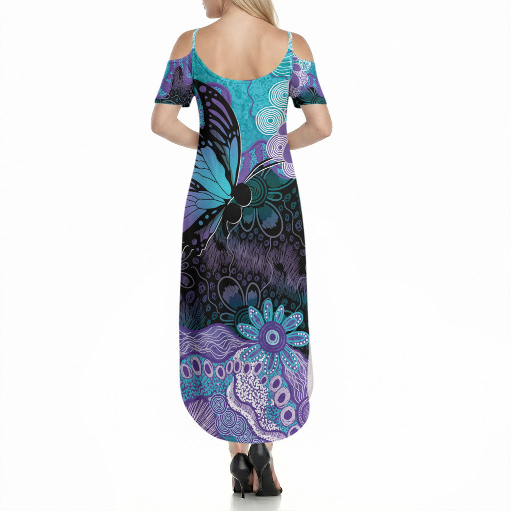 Australia Indigenous Teal Purple Contemporary Aboriginal Art Summer Maxi Dress Hope Is Real