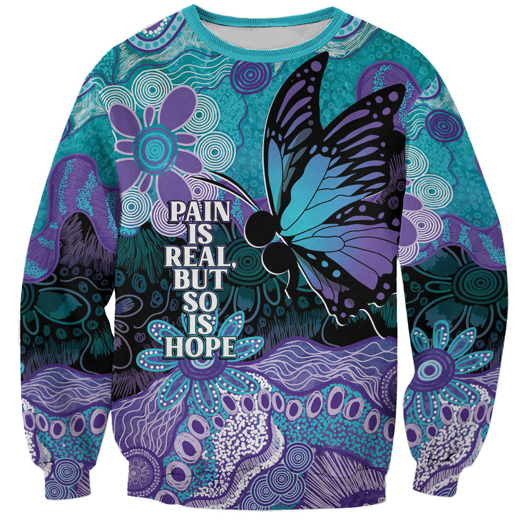 Australia Indigenous Teal Purple Contemporary Aboriginal Art Sweatshirt Hope Is Real