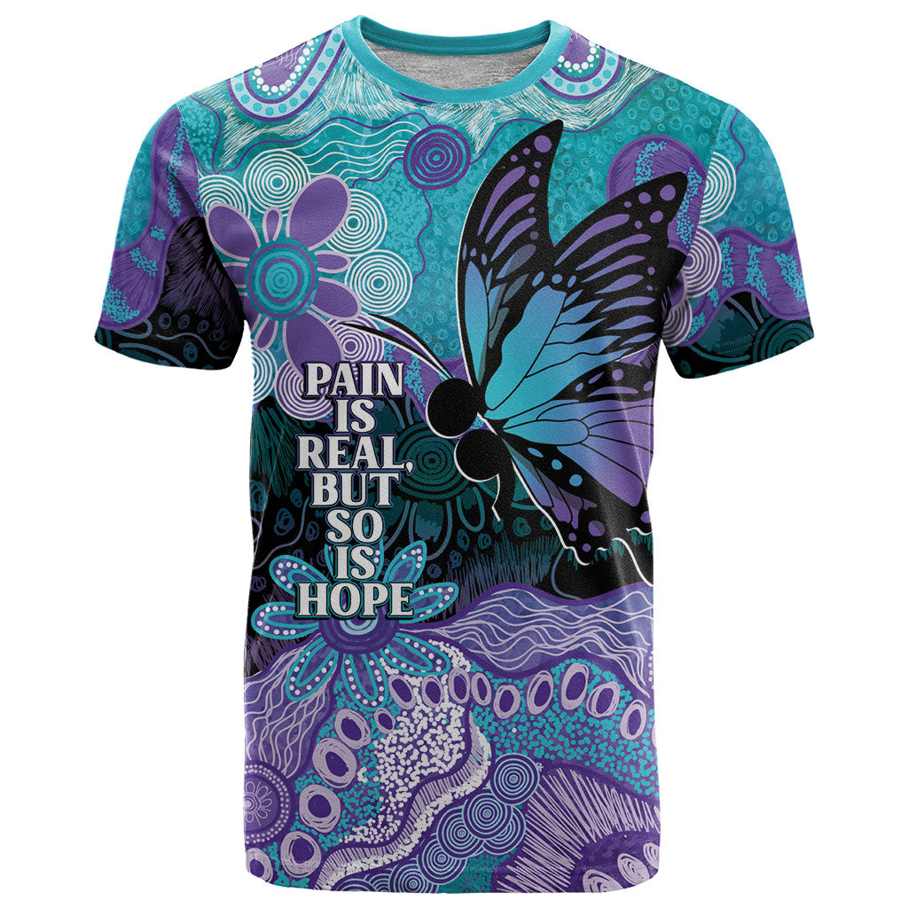 Australia Indigenous Teal Purple Contemporary Aboriginal Art T Shirt Hope Is Real