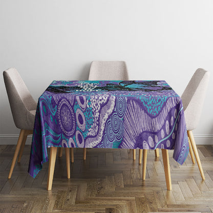 Australia Indigenous Teal Purple Contemporary Aboriginal Art Tablecloth Hope Is Real