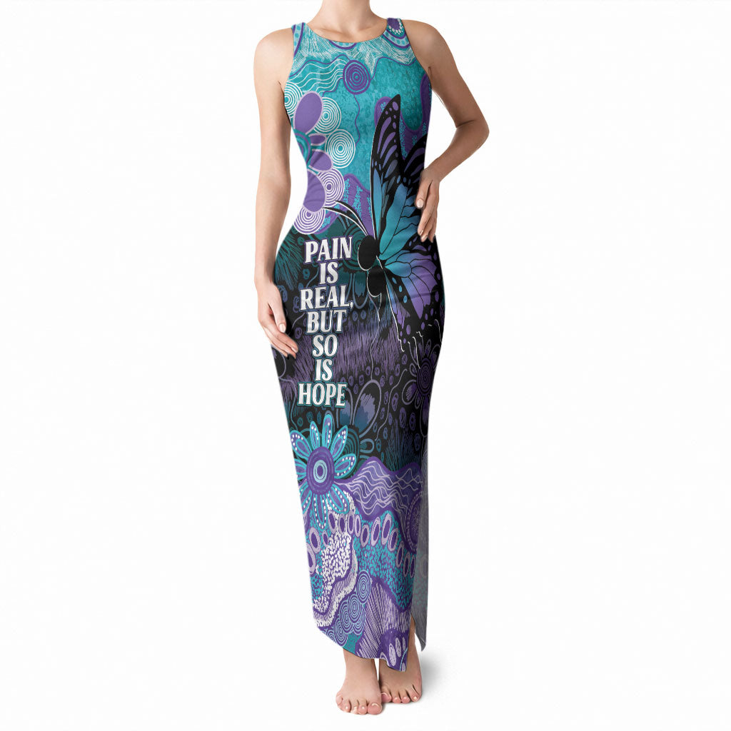 Australia Indigenous Teal Purple Contemporary Aboriginal Art Tank Maxi Dress Hope Is Real