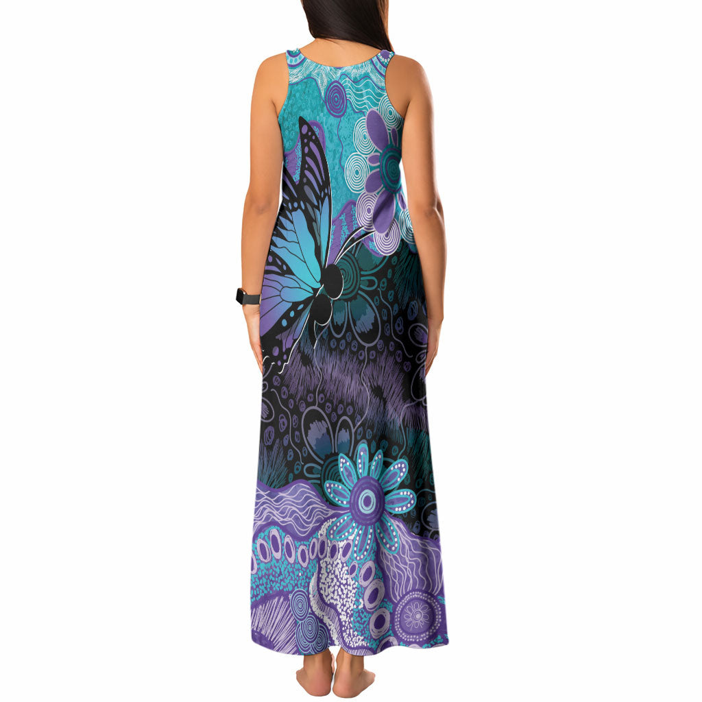 Australia Indigenous Teal Purple Contemporary Aboriginal Art Tank Maxi Dress Hope Is Real