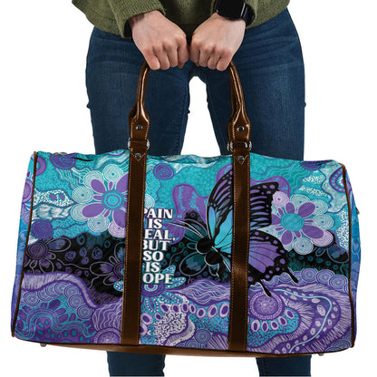 Australia Indigenous Teal Purple Contemporary Aboriginal Art Travel Bag Hope Is Real