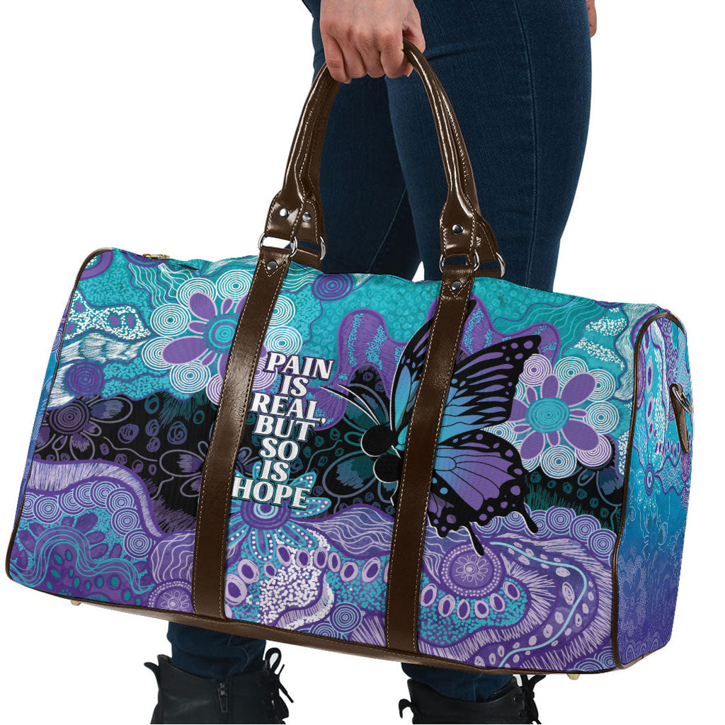 Australia Indigenous Teal Purple Contemporary Aboriginal Art Travel Bag Hope Is Real