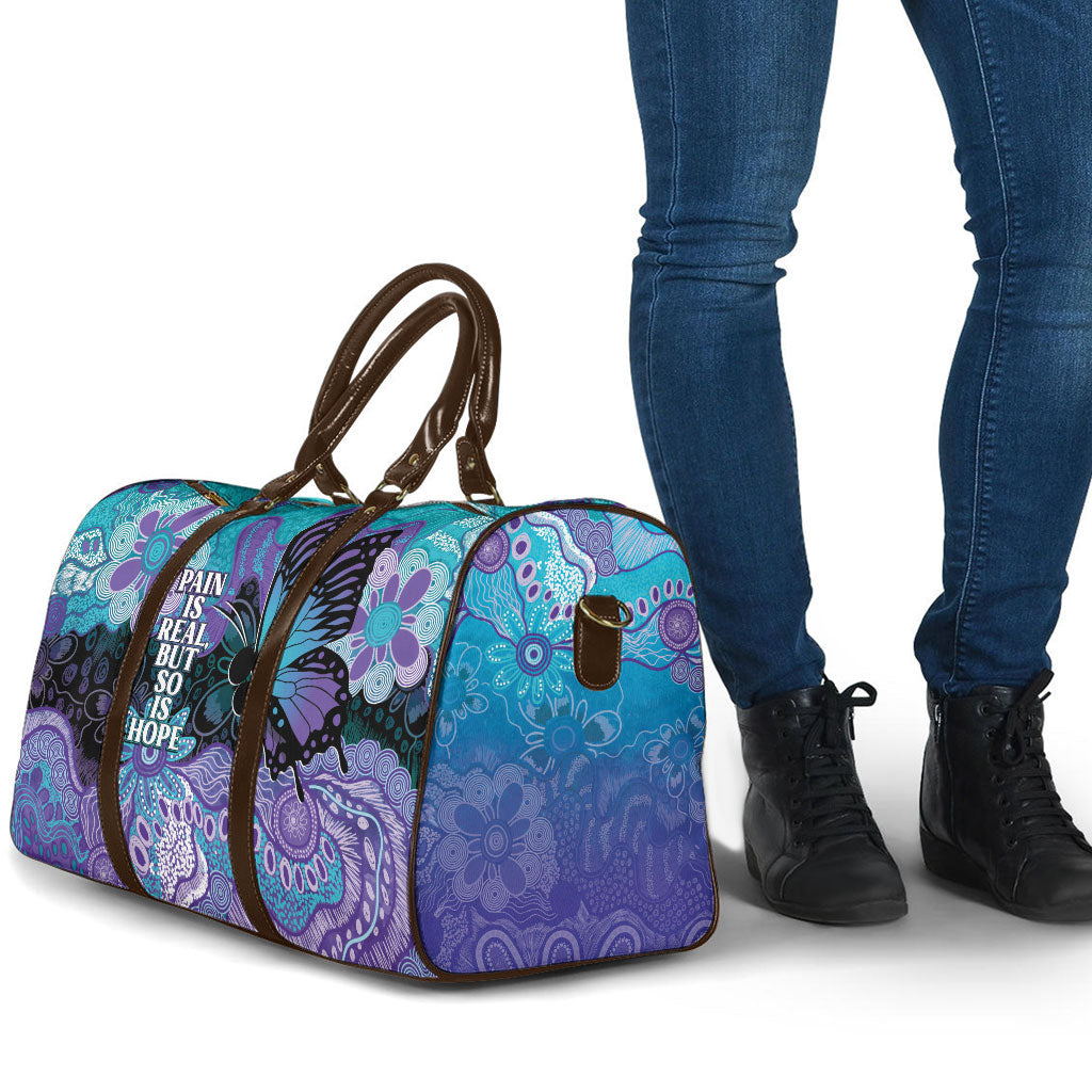 Australia Indigenous Teal Purple Contemporary Aboriginal Art Travel Bag Hope Is Real