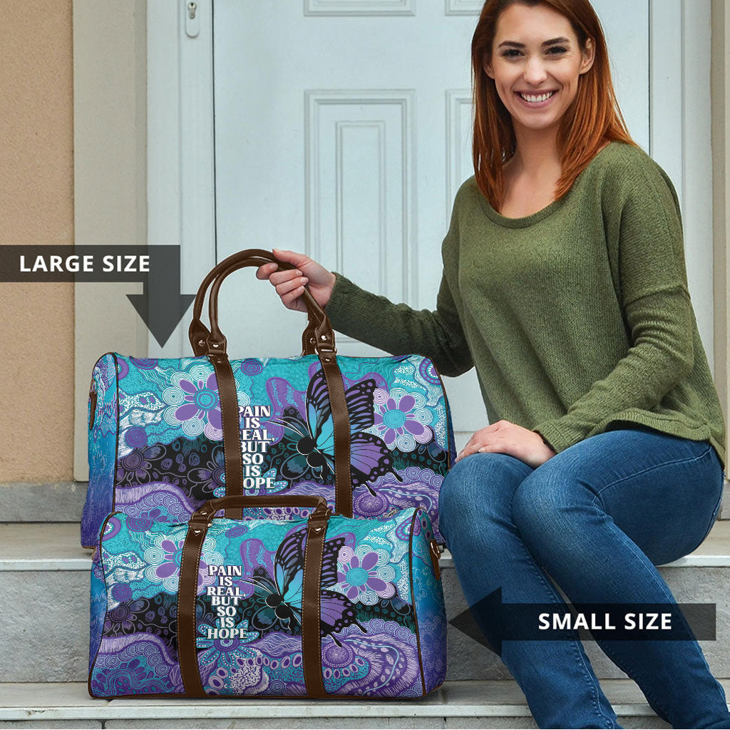 Australia Indigenous Teal Purple Contemporary Aboriginal Art Travel Bag Hope Is Real