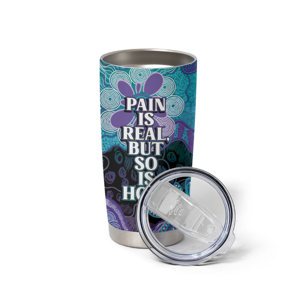 Australia Indigenous Teal Purple Contemporary Aboriginal Art Tumbler Cup Hope Is Real