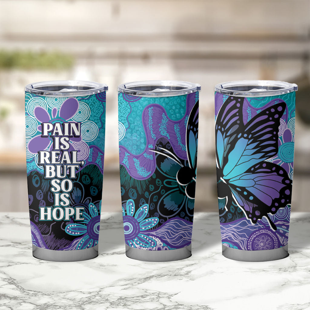 Australia Indigenous Teal Purple Contemporary Aboriginal Art Tumbler Cup Hope Is Real
