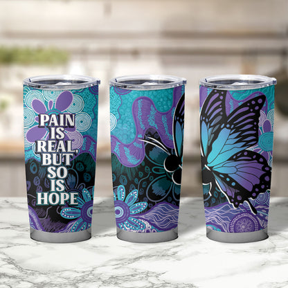 Australia Indigenous Teal Purple Contemporary Aboriginal Art Tumbler Cup Hope Is Real