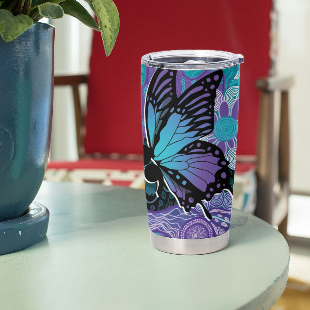 Australia Indigenous Teal Purple Contemporary Aboriginal Art Tumbler Cup Hope Is Real