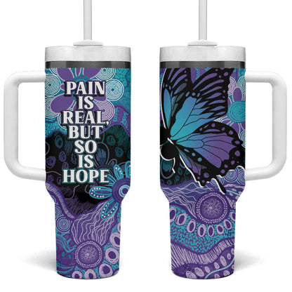 Australia Indigenous Teal Purple Contemporary Aboriginal Art Tumbler With Handle Hope Is Real