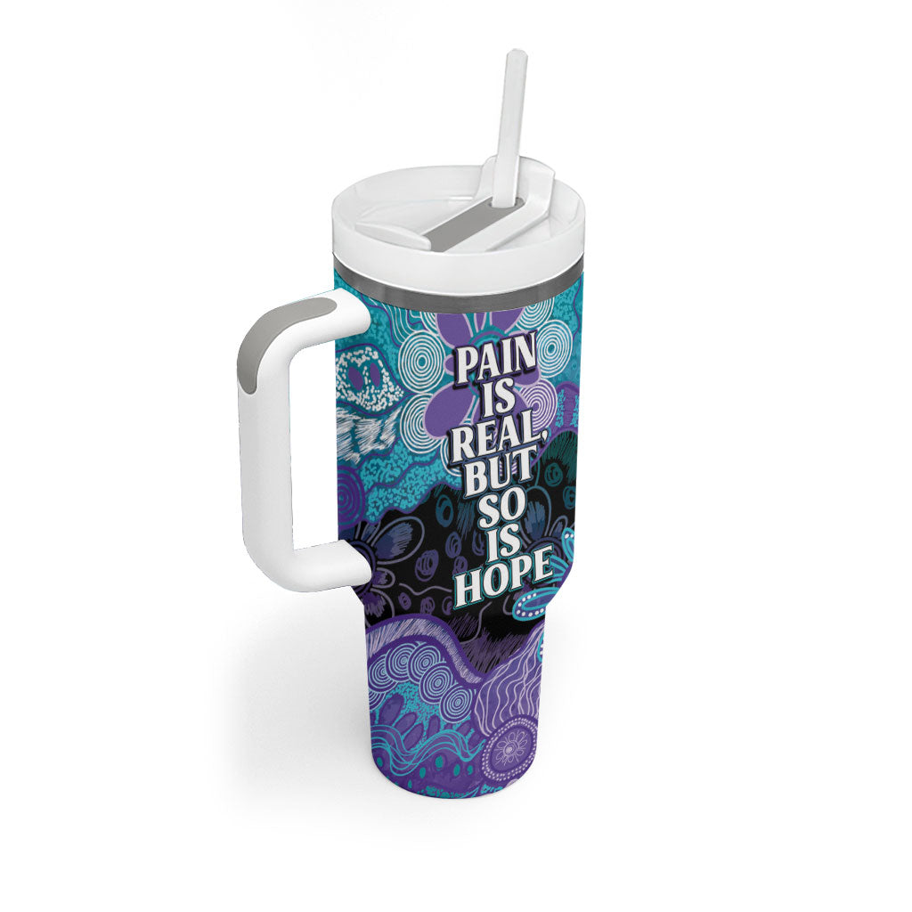 Australia Indigenous Teal Purple Contemporary Aboriginal Art Tumbler With Handle Hope Is Real