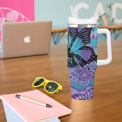 Australia Indigenous Teal Purple Contemporary Aboriginal Art Tumbler With Handle Hope Is Real