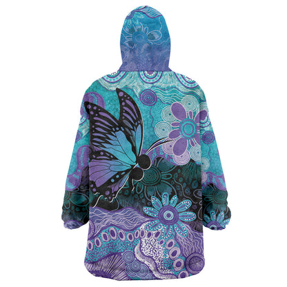 Australia Indigenous Teal Purple Contemporary Aboriginal Art Wearable Blanket Hoodie Hope Is Real