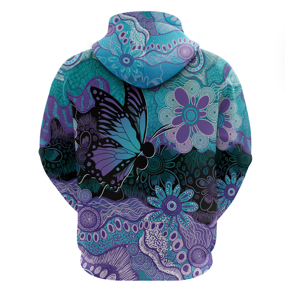 Australia Indigenous Teal Purple Contemporary Aboriginal Art Zip Hoodie Hope Is Real