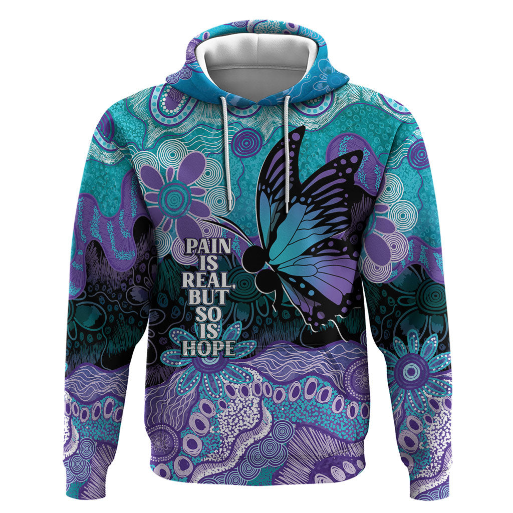 Australia Indigenous Teal Purple Contemporary Aboriginal Art Zip Hoodie Hope Is Real