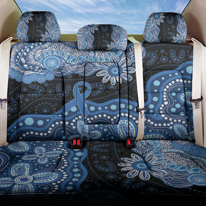Prostate Cancer Month Aussie Indigenous Back Car Seat Cover Blue Ribbon Aboriginal Arts