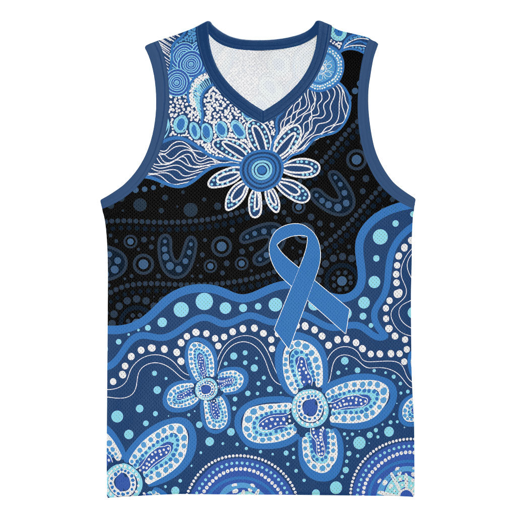 Prostate Cancer Month Aussie Indigenous Basketball Jersey Blue Ribbon Aboriginal Arts