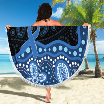 Prostate Cancer Month Aussie Indigenous Beach Blanket Blue Ribbon Aboriginal Arts