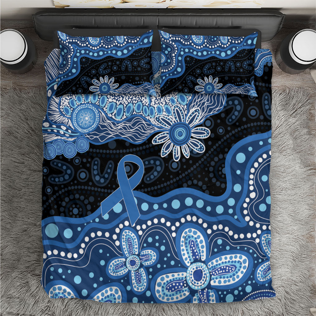 Prostate Cancer Month Aussie Indigenous Bedding Set Blue Ribbon Aboriginal Arts