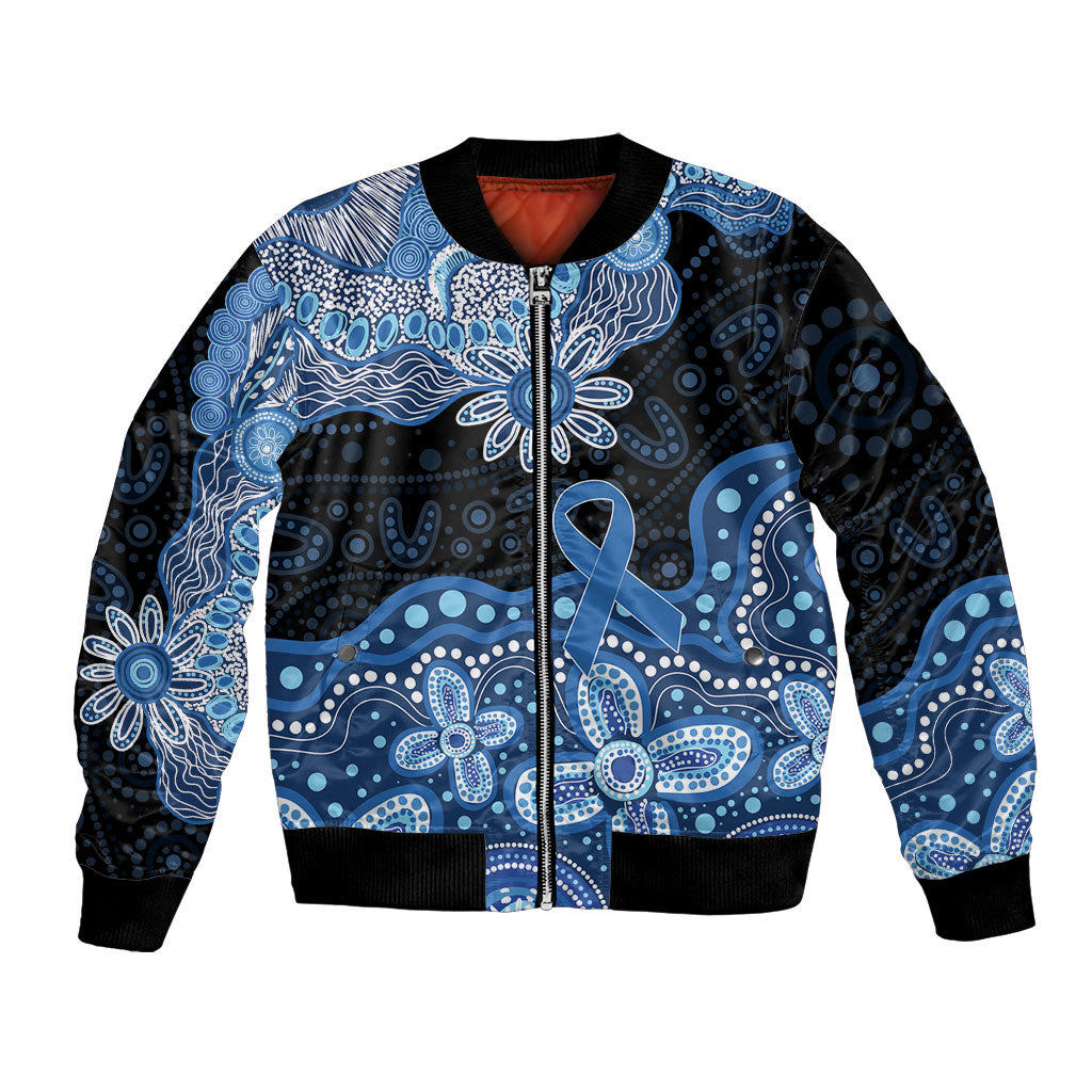 Prostate Cancer Month Aussie Indigenous Bomber Jacket Blue Ribbon Aboriginal Arts