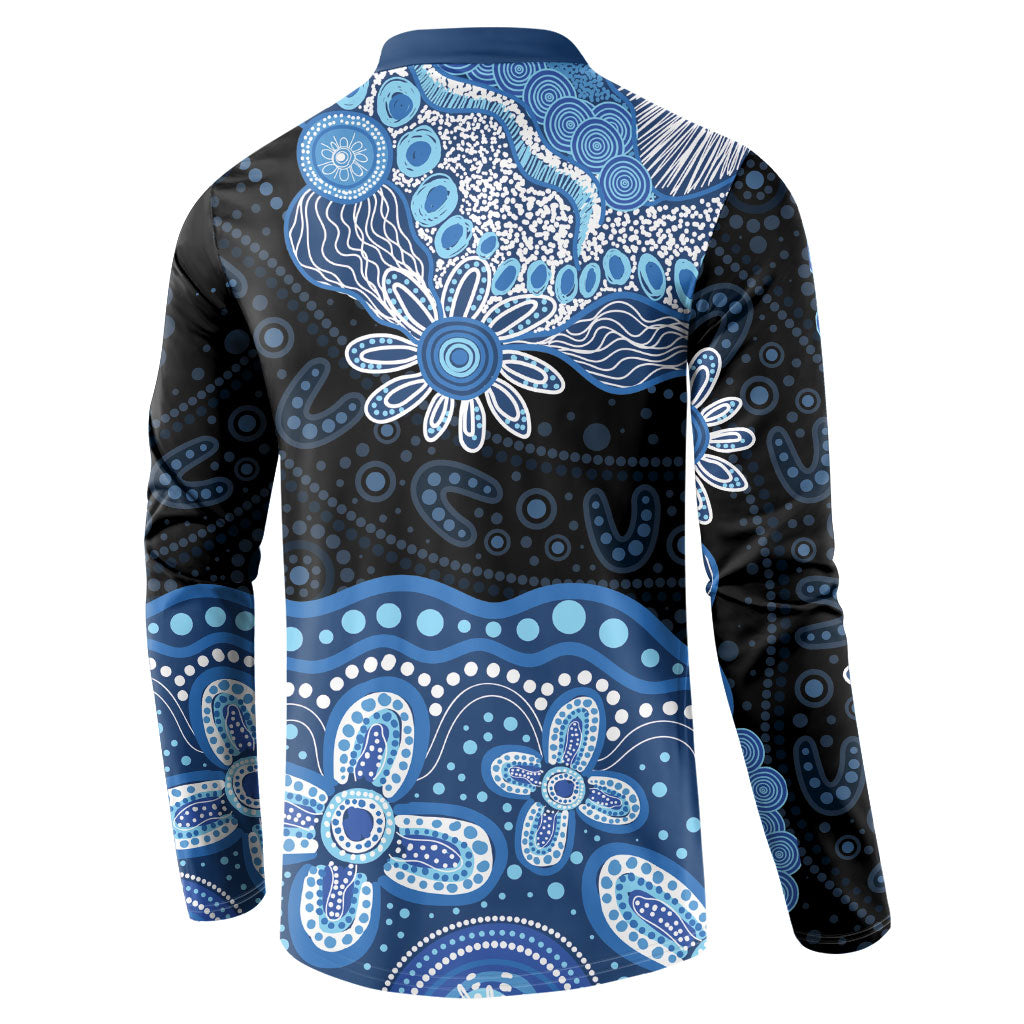 Prostate Cancer Month Aussie Indigenous Button Sweatshirt Blue Ribbon Aboriginal Arts