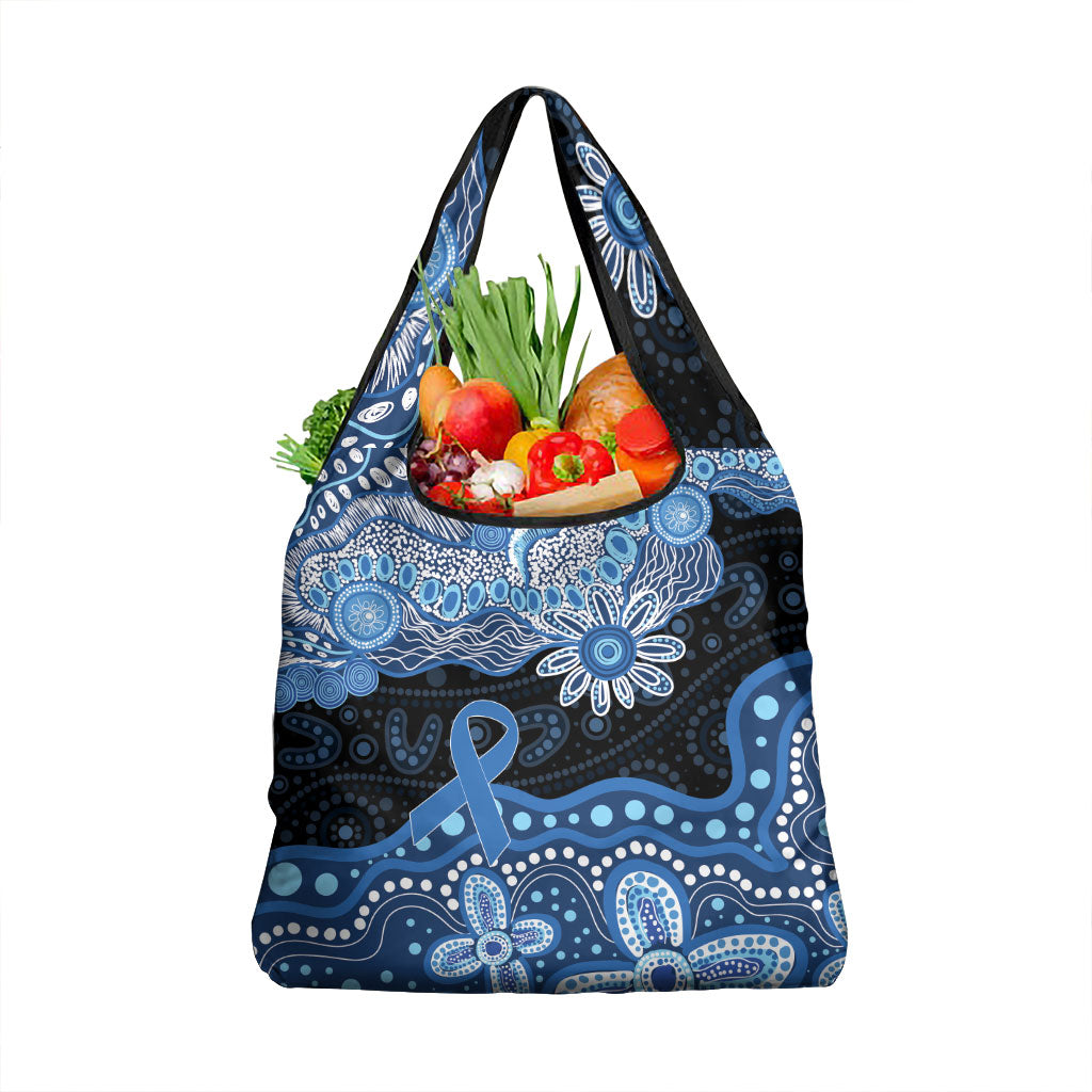 Prostate Cancer Month Aussie Indigenous Grocery Bag Blue Ribbon Aboriginal Arts