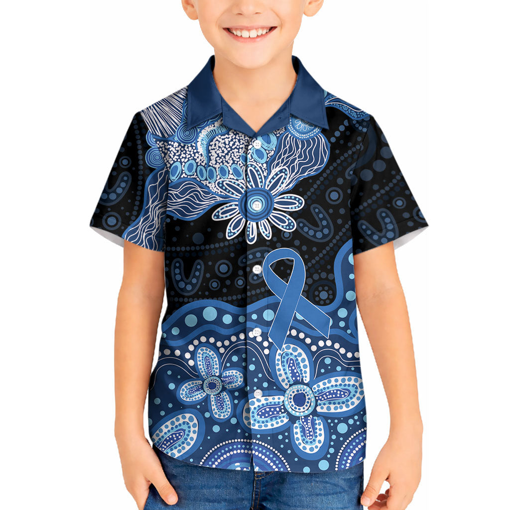 Prostate Cancer Month Aussie Indigenous Kid Hawaiian Shirt Blue Ribbon Aboriginal Arts