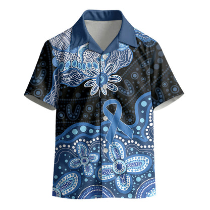 Prostate Cancer Month Aussie Indigenous Kid Hawaiian Shirt Blue Ribbon Aboriginal Arts