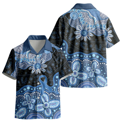 Prostate Cancer Month Aussie Indigenous Kid Hawaiian Shirt Blue Ribbon Aboriginal Arts