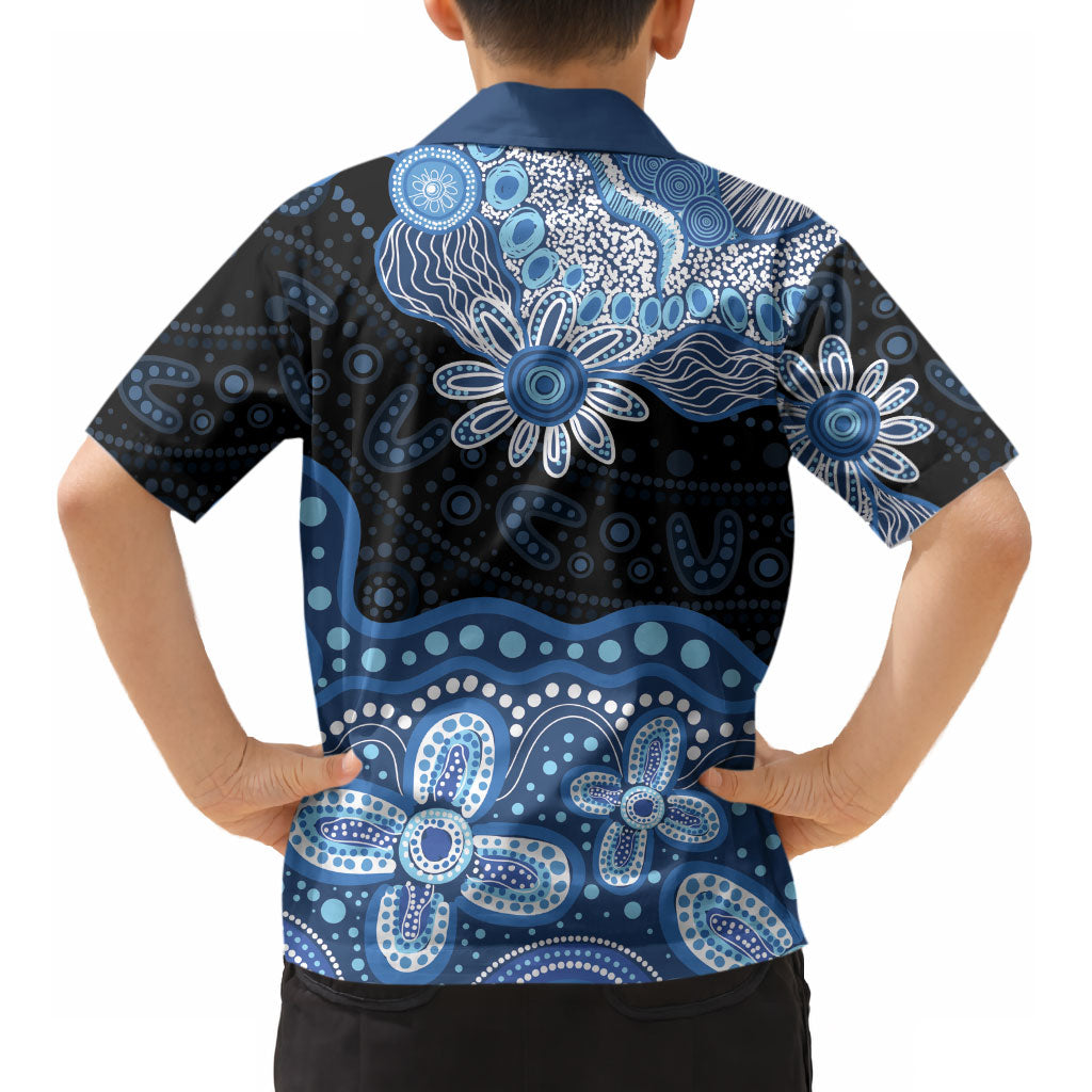Prostate Cancer Month Aussie Indigenous Kid Hawaiian Shirt Blue Ribbon Aboriginal Arts