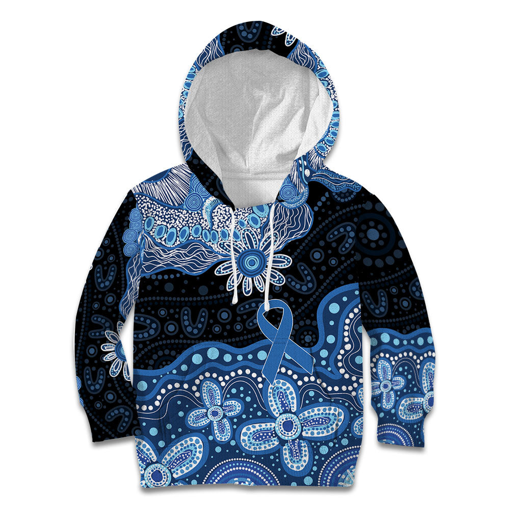 Prostate Cancer Month Aussie Indigenous Kid Hoodie Blue Ribbon Aboriginal Arts
