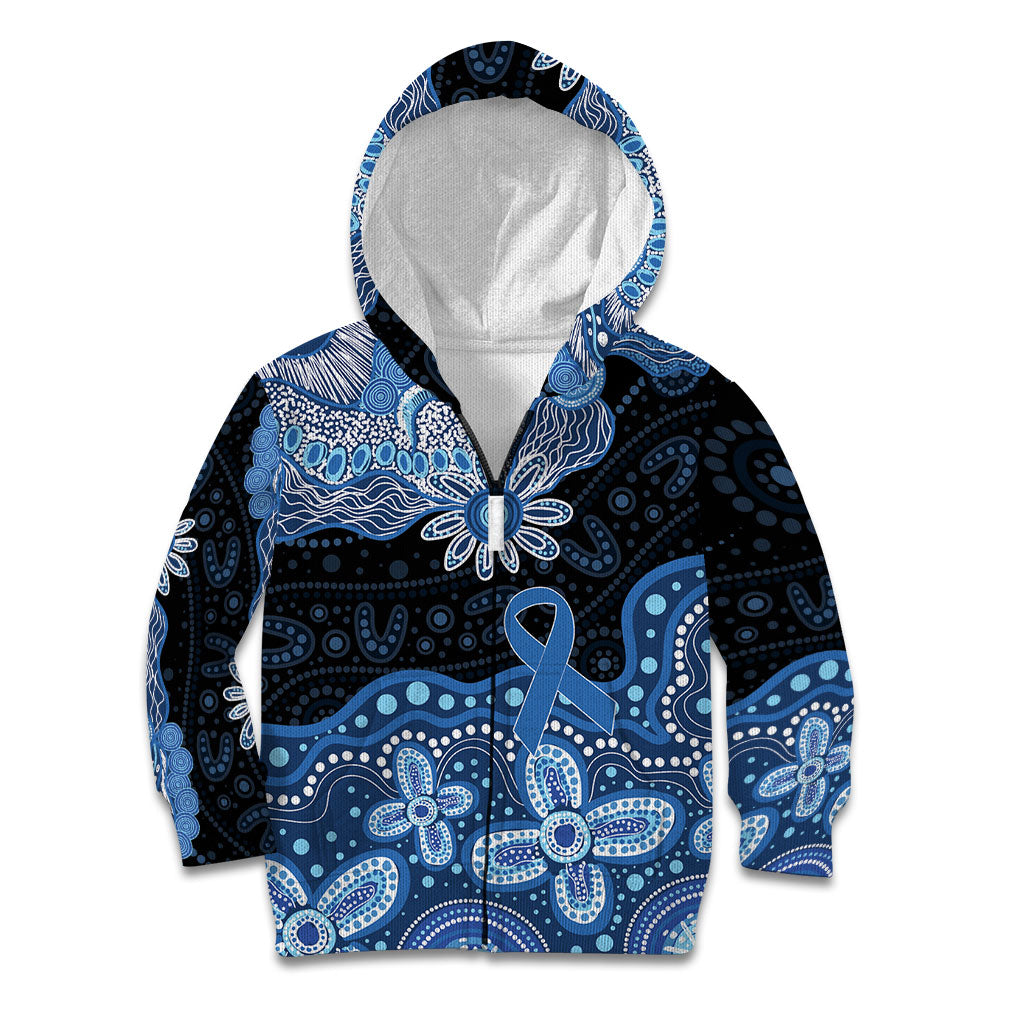 Prostate Cancer Month Aussie Indigenous Kid Hoodie Blue Ribbon Aboriginal Arts