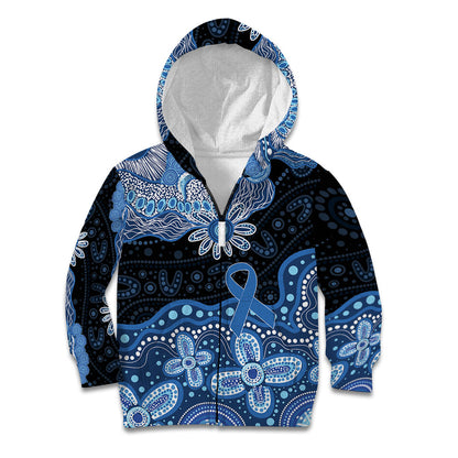 Prostate Cancer Month Aussie Indigenous Kid Hoodie Blue Ribbon Aboriginal Arts