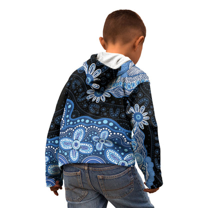Prostate Cancer Month Aussie Indigenous Kid Hoodie Blue Ribbon Aboriginal Arts