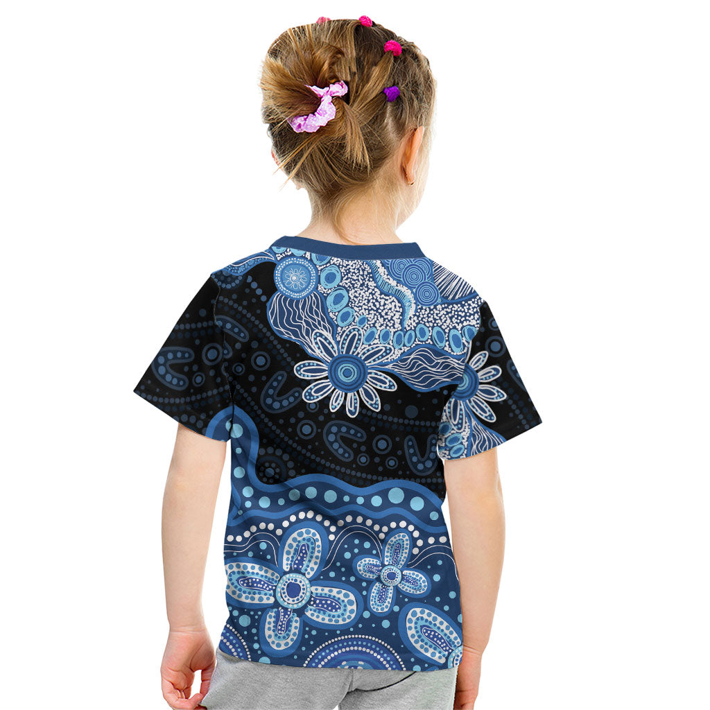 Prostate Cancer Month Aussie Indigenous Kid T Shirt Blue Ribbon Aboriginal Arts