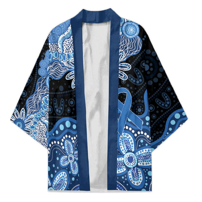 Prostate Cancer Month Aussie Indigenous Kimono Blue Ribbon Aboriginal Arts