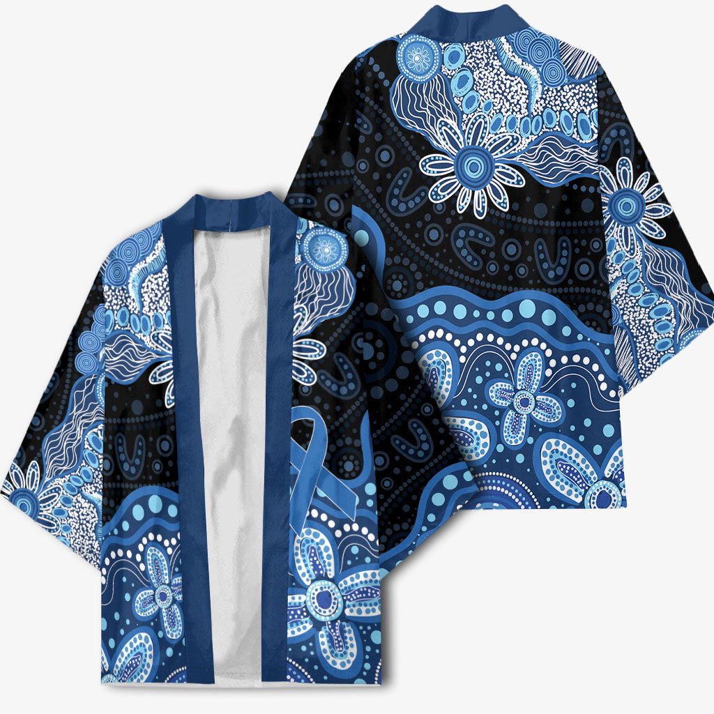 Prostate Cancer Month Aussie Indigenous Kimono Blue Ribbon Aboriginal Arts