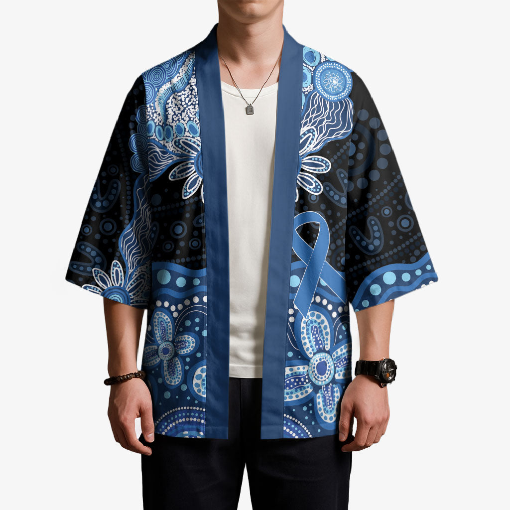 Prostate Cancer Month Aussie Indigenous Kimono Blue Ribbon Aboriginal Arts