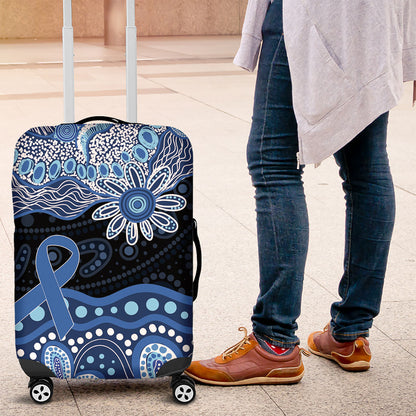 Prostate Cancer Month Aussie Indigenous Luggage Cover Blue Ribbon Aboriginal Arts
