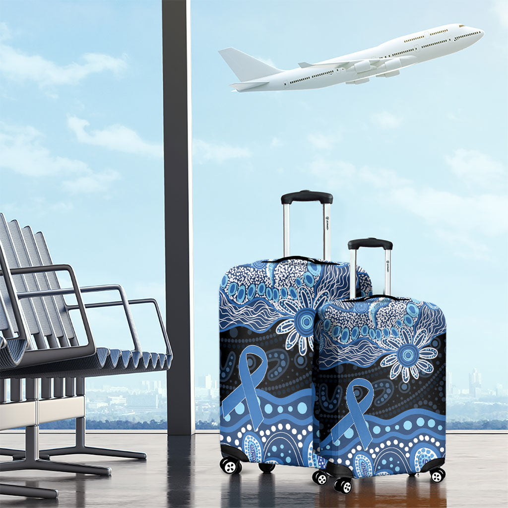 Prostate Cancer Month Aussie Indigenous Luggage Cover Blue Ribbon Aboriginal Arts
