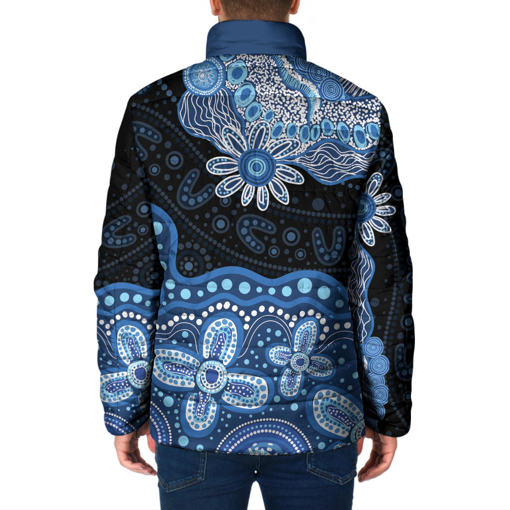 Prostate Cancer Month Aussie Indigenous Padded Jacket Blue Ribbon Aboriginal Arts
