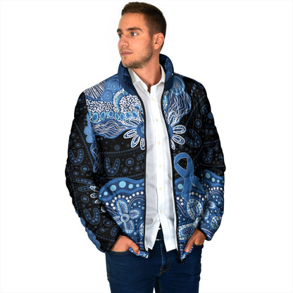 Prostate Cancer Month Aussie Indigenous Padded Jacket Blue Ribbon Aboriginal Arts