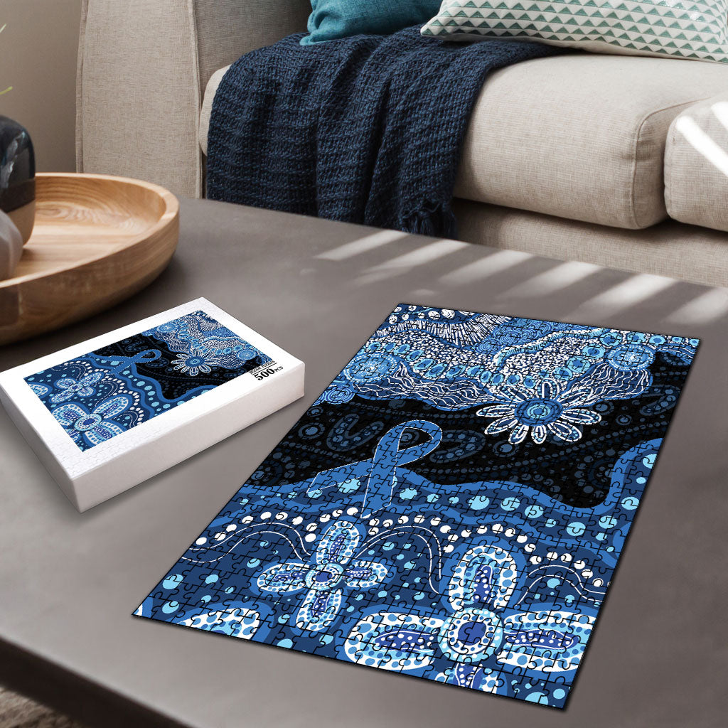 Prostate Cancer Month Aussie Indigenous Puzzle Blue Ribbon Aboriginal Arts