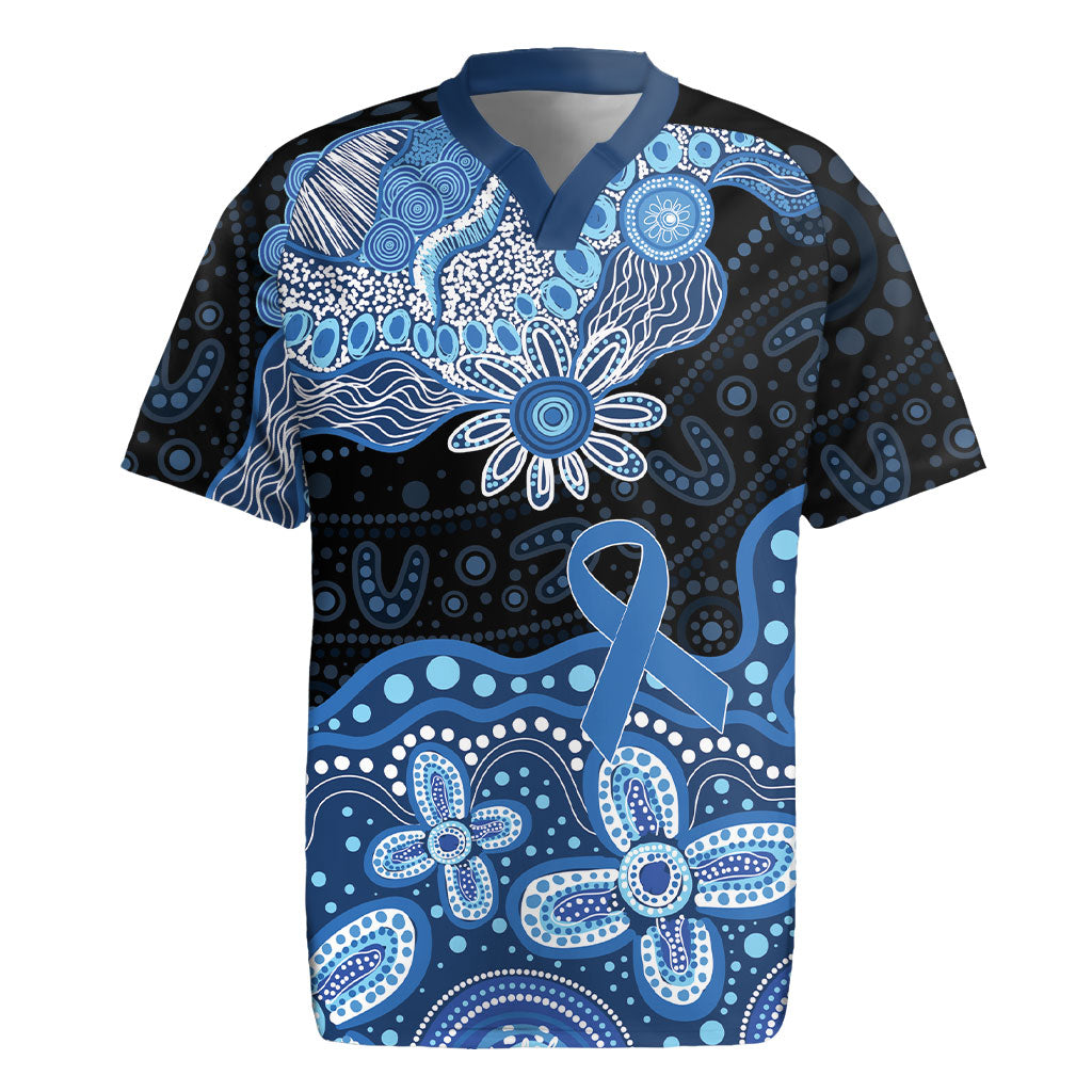 Prostate Cancer Month Aussie Indigenous Rugby Jersey Blue Ribbon Aboriginal Arts