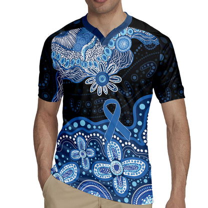 Prostate Cancer Month Aussie Indigenous Rugby Jersey Blue Ribbon Aboriginal Arts