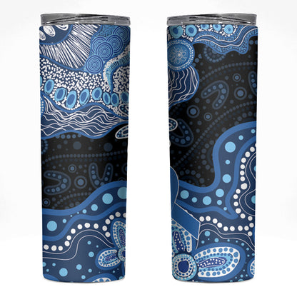 Prostate Cancer Month Aussie Indigenous Skinny Tumbler Blue Ribbon Aboriginal Arts