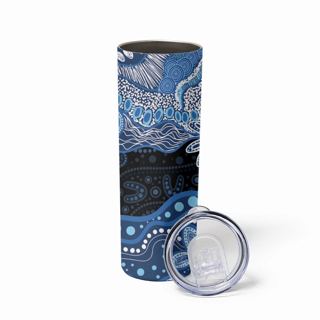 Prostate Cancer Month Aussie Indigenous Skinny Tumbler Blue Ribbon Aboriginal Arts